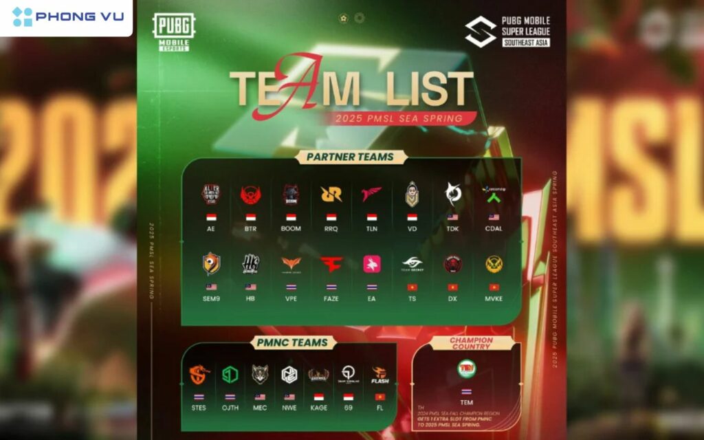 Đội hình PMSL SEA Spring 2025