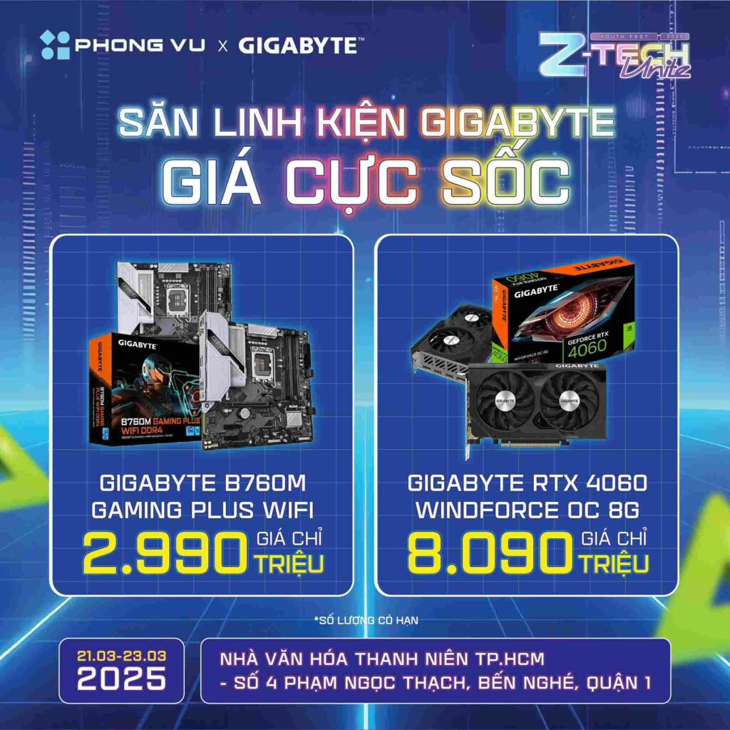 Săn linh kiện Gygabyte giá gốc tại Phong Vũ, deal hời cho anh em game thủ