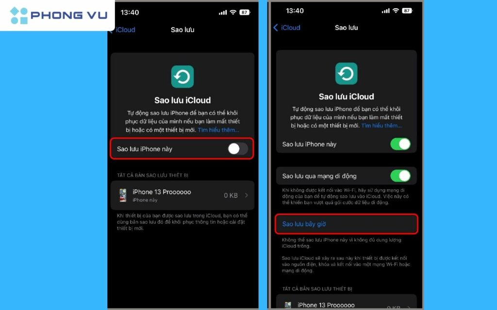 Đồng bộ, sao lưu dữ liệu từ tài khoản iCloud