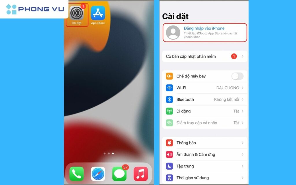 Chọn Đăng nhập vào iPhone