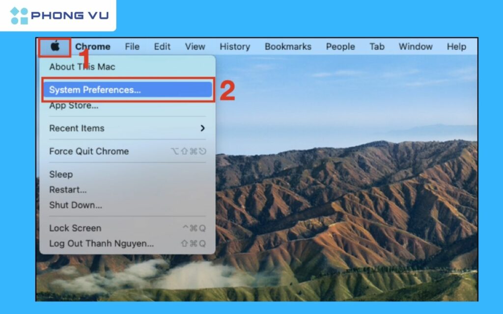 Nhấn chọn System Preferences để chọn Create Apple ID