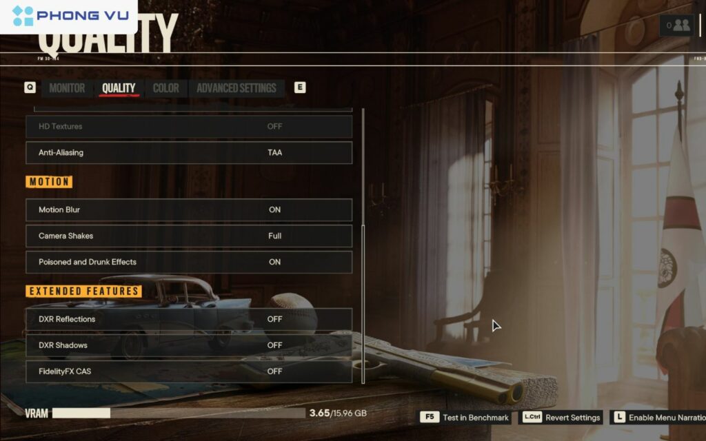 Chạy một bài benchmark như 3DMark hoặc chơi một game nặng (ví dụ: Far Cry 6) để ghi lại FPS hiện tại