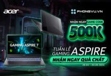Tuần lễ Acer Gaming Aspire 2025: Mua laptop gaming Aspire 5 & 7 nhận ngay thẻ nạp game 500.000 VNĐ Tuần lễ Acer Gaming Aspire 2025: Mua laptop gaming Aspire 5 & 7 nhận ngay thẻ nạp game 500.000 VNĐ