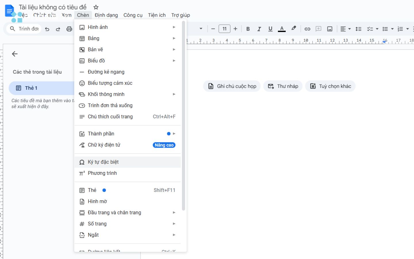 Sử dụng chữ a còng trong Google docs