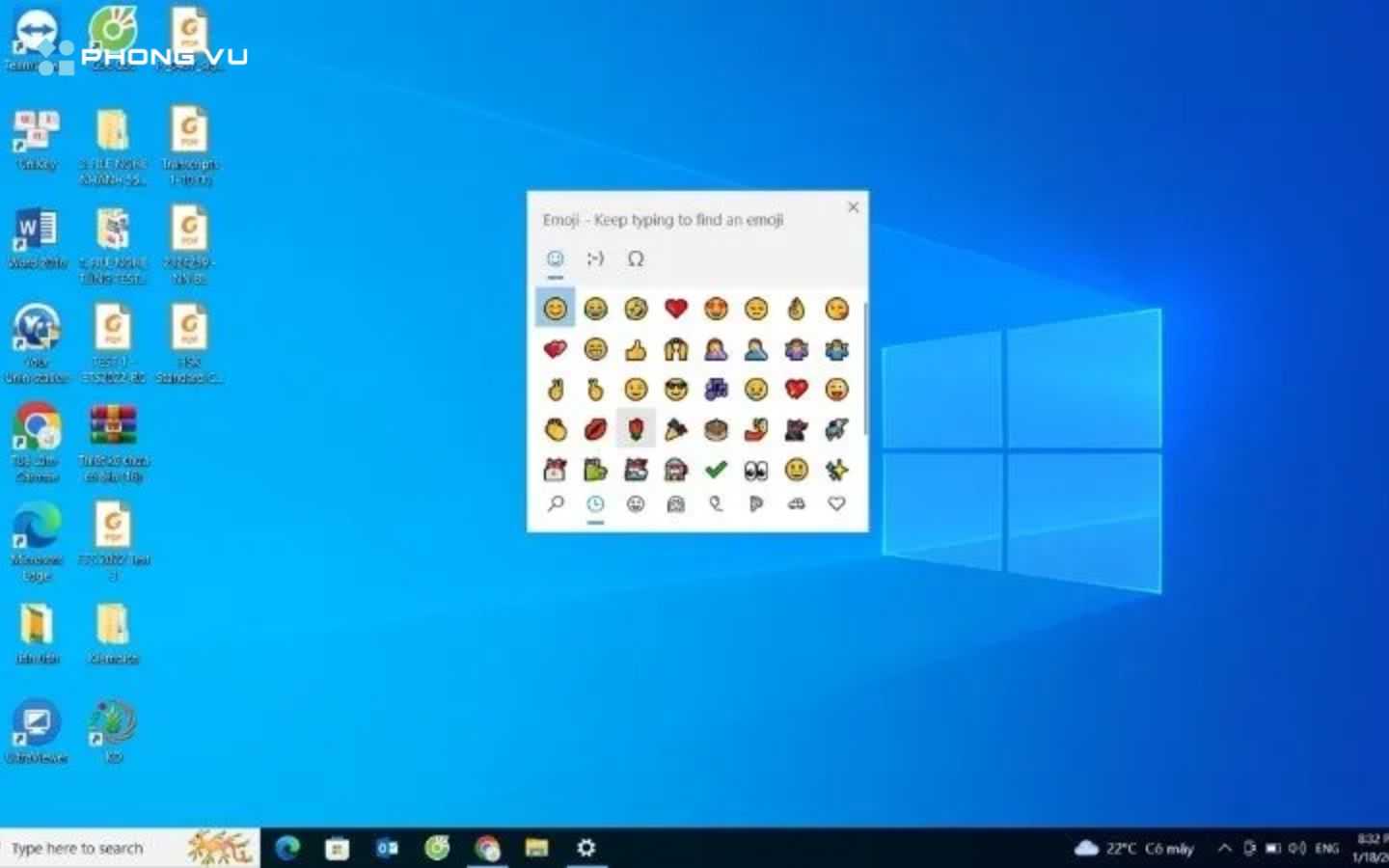 Sử dụng emoji để gõ chữ a còng