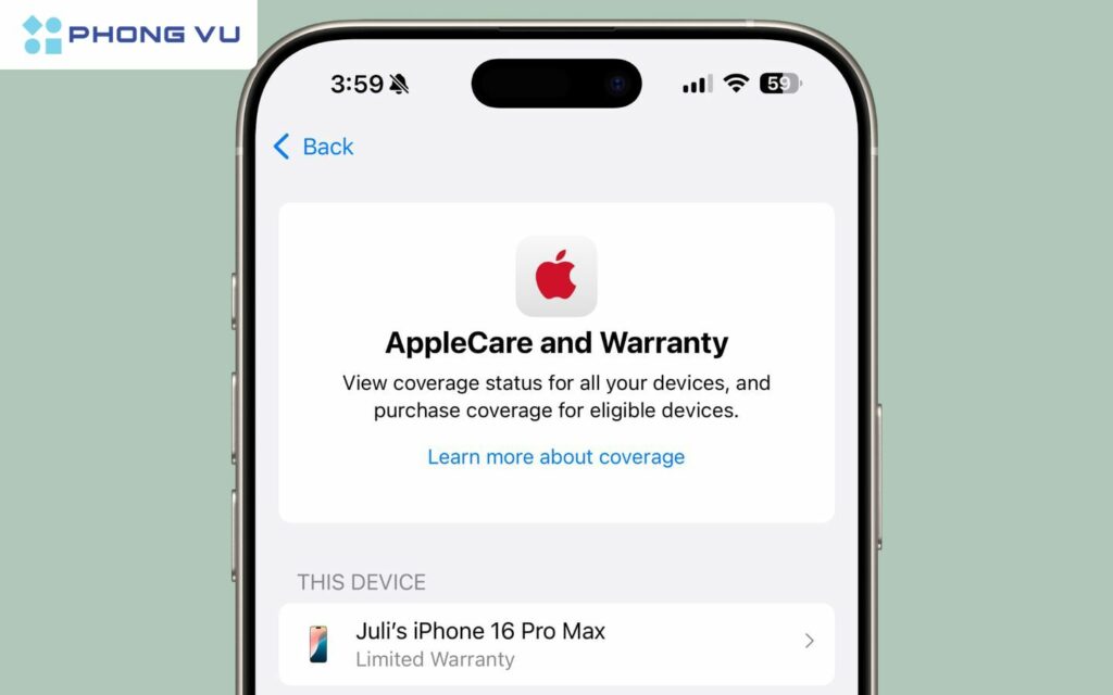 Hiển thị logo AppleCare