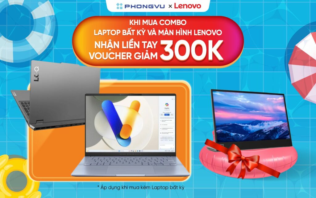 Giảm ngay 300K khi mua combo laptop gaming hoặc laptop văn phòng và màn hình Lenovo L15 tại Phong Vũ 1 Giảm ngay 300K khi mua combo laptop và màn hình Lenovo L15 tại Phong Vũ