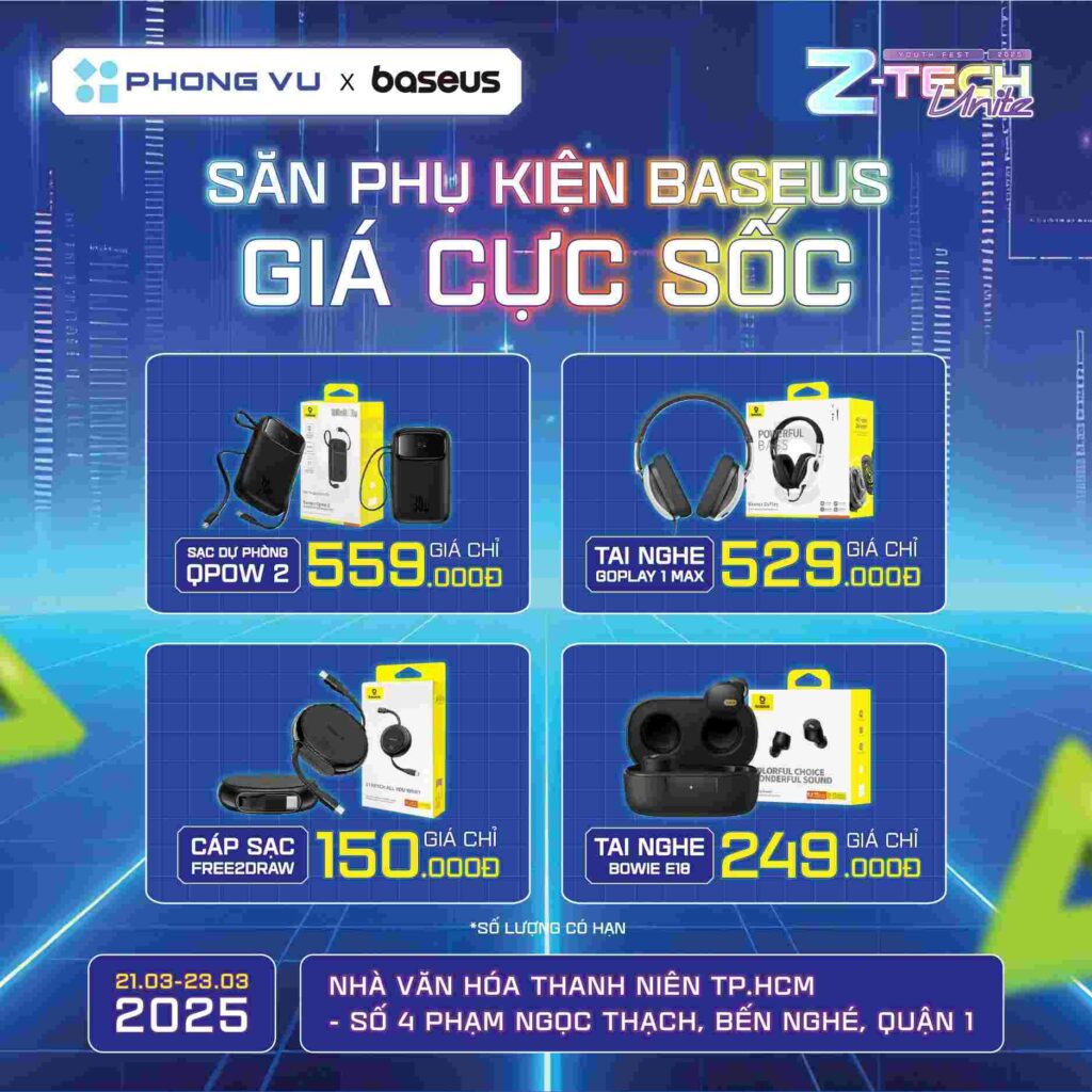 Săn Deal Phụ Kiện Baseus Cực Sốc Tại Z-TECH UNITE: Youth Fest 1 baseus su kien
