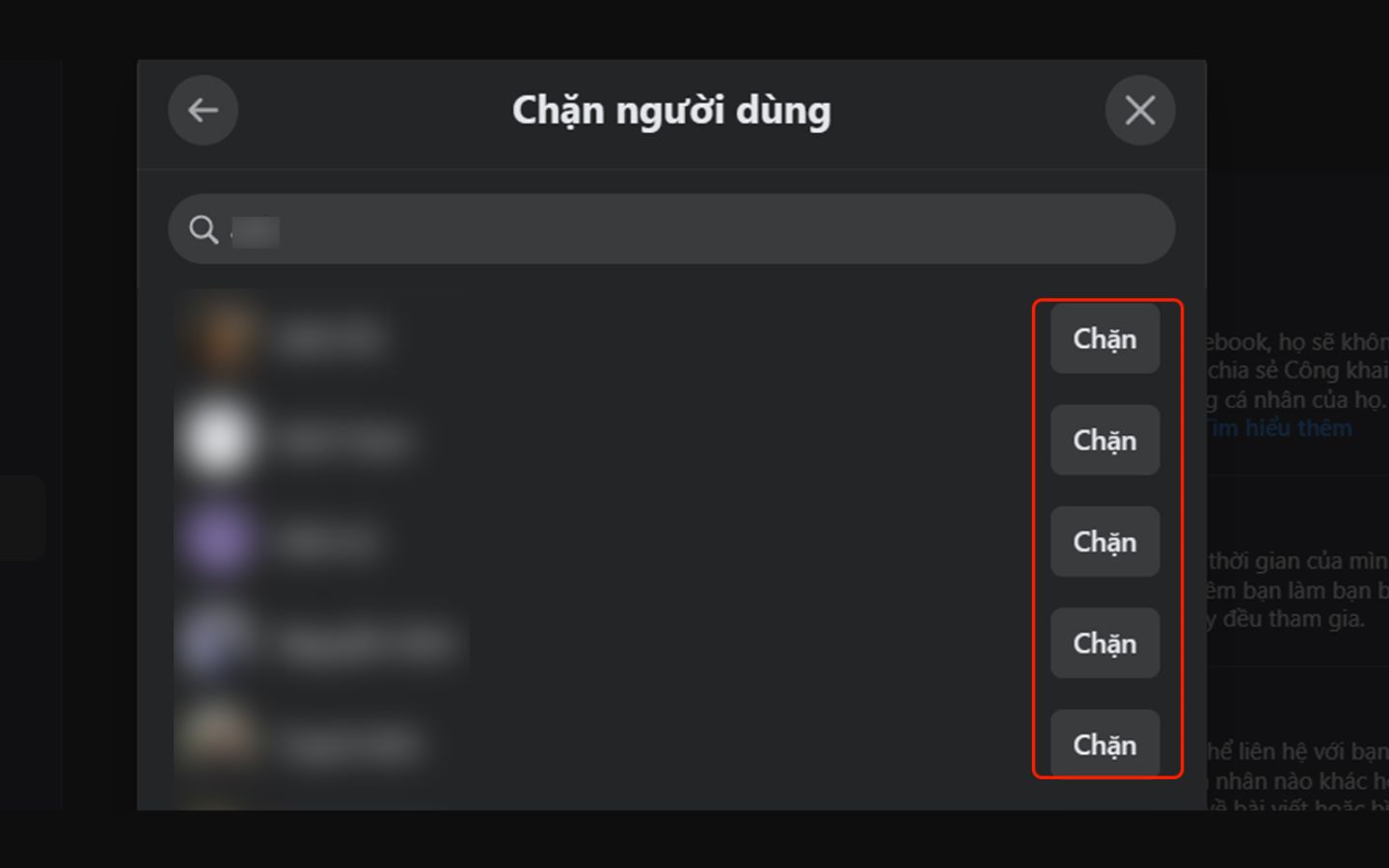 Nhấn Chặn để hoàn tất quá trình 