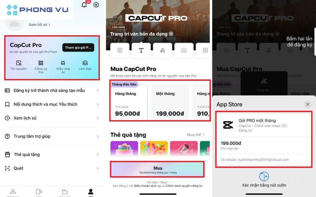 Cách đăng ký mua CapCut Pro