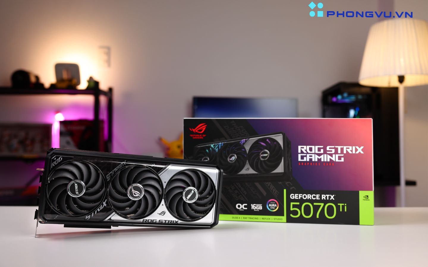 Đánh giá card màn hình ASUS ROG Strix GeForce RTX™ 5070 Ti 16GB 4 Một trong những điểm sáng của ROG Strix RTX 5070 Ti chính là hệ thống tản nhiệt Axial-tech
