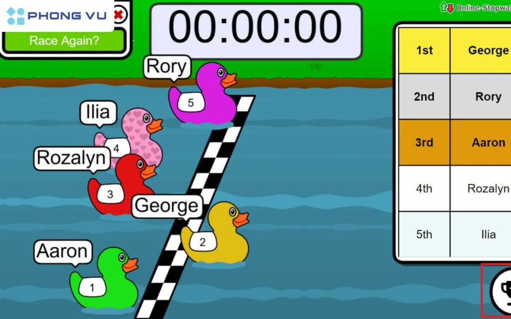 Bấm Enter để bắt đầu cuộc đua