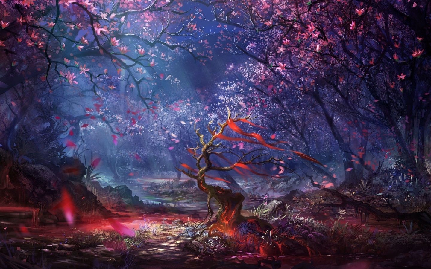 Bầu trời đêm huyền ảo sắc tím