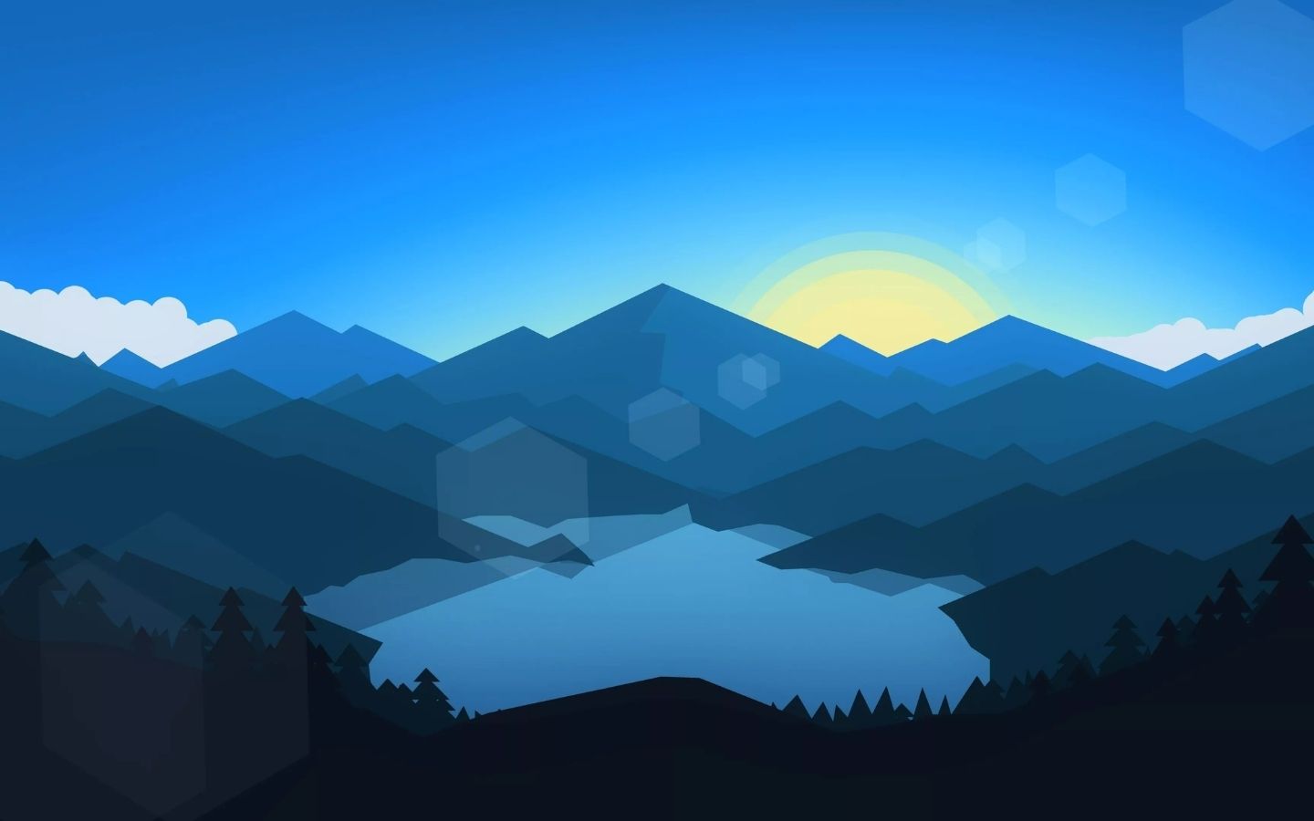 Hồ nước phẳng lặng dưới bầu trời chuyển màu