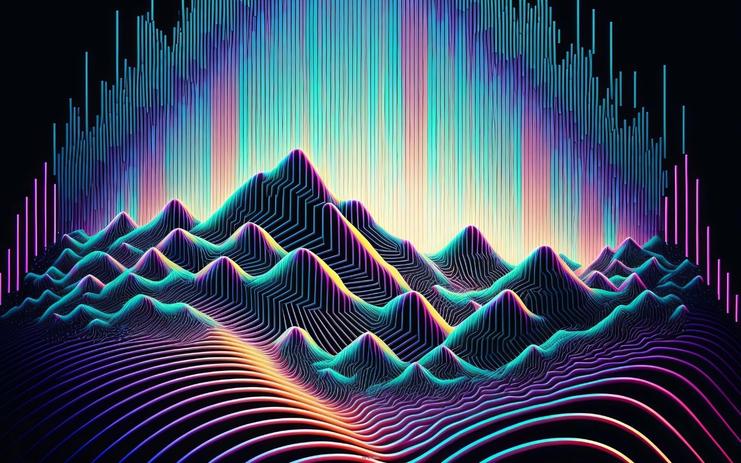 Đỉnh núi và đường sóng trừu tượng