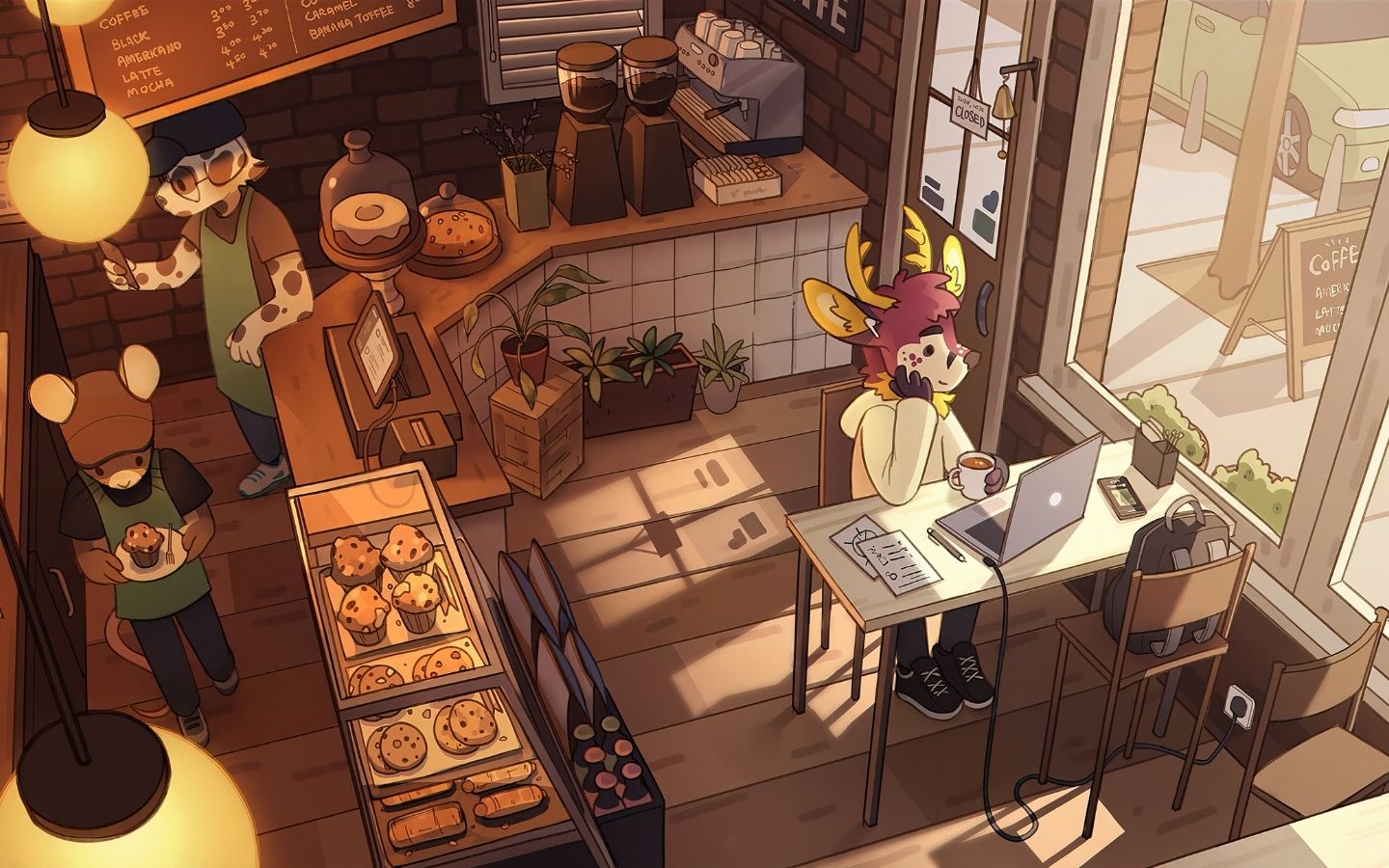 Khung cảnh chill trong quán cafe