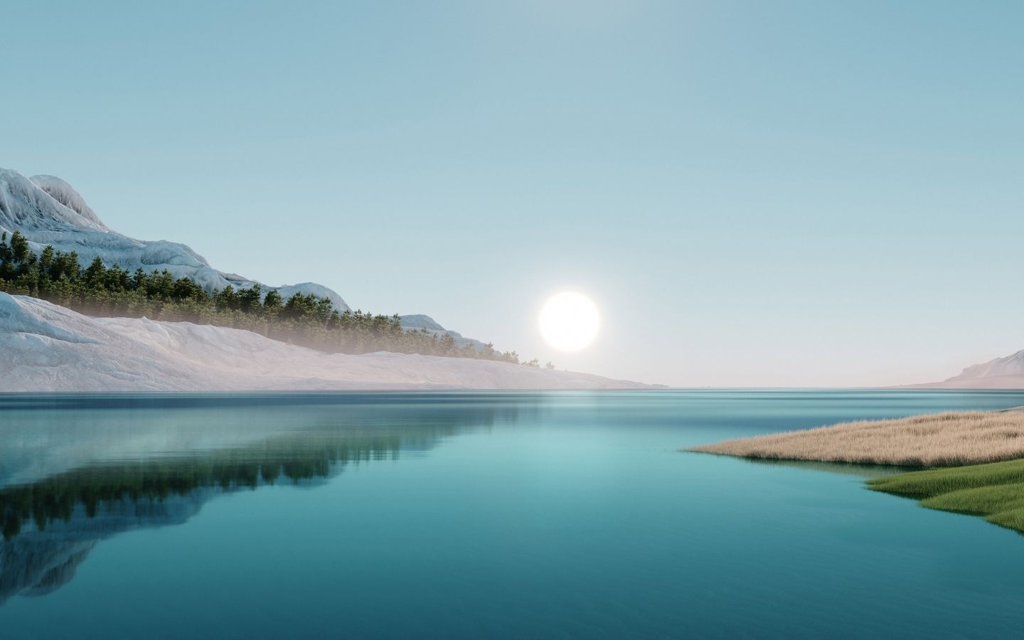 Hồ nước phẳng lặng hoàng hôn