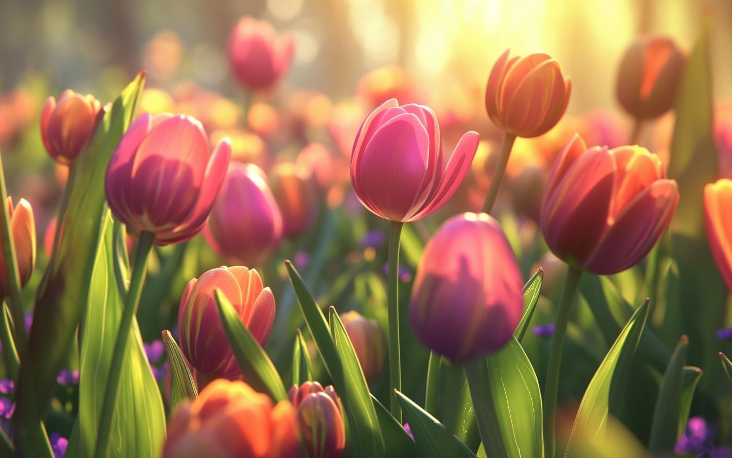 Tulip rực rỡ trong nắng mai