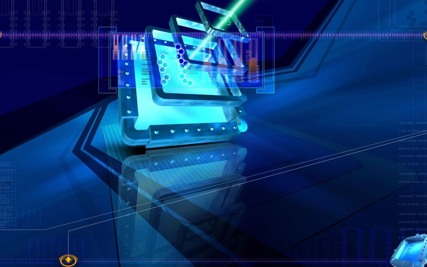 Bo mạch điện tử xanh lam 3D