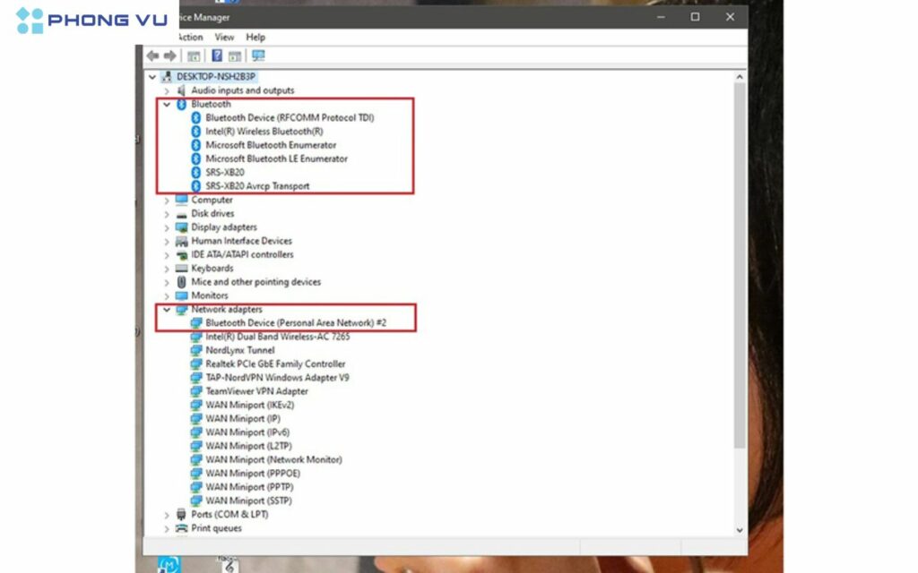  vào Device Manager (nhấn Windows + X, chọn Device Manager), tìm mục “Bluetooth”.