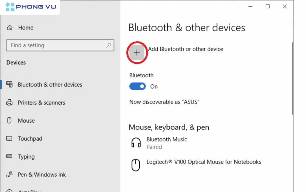Vào Settings > Bluetooth & other devices, bật Bluetooth và ghép nối thiết bị như hướng dẫn trên.