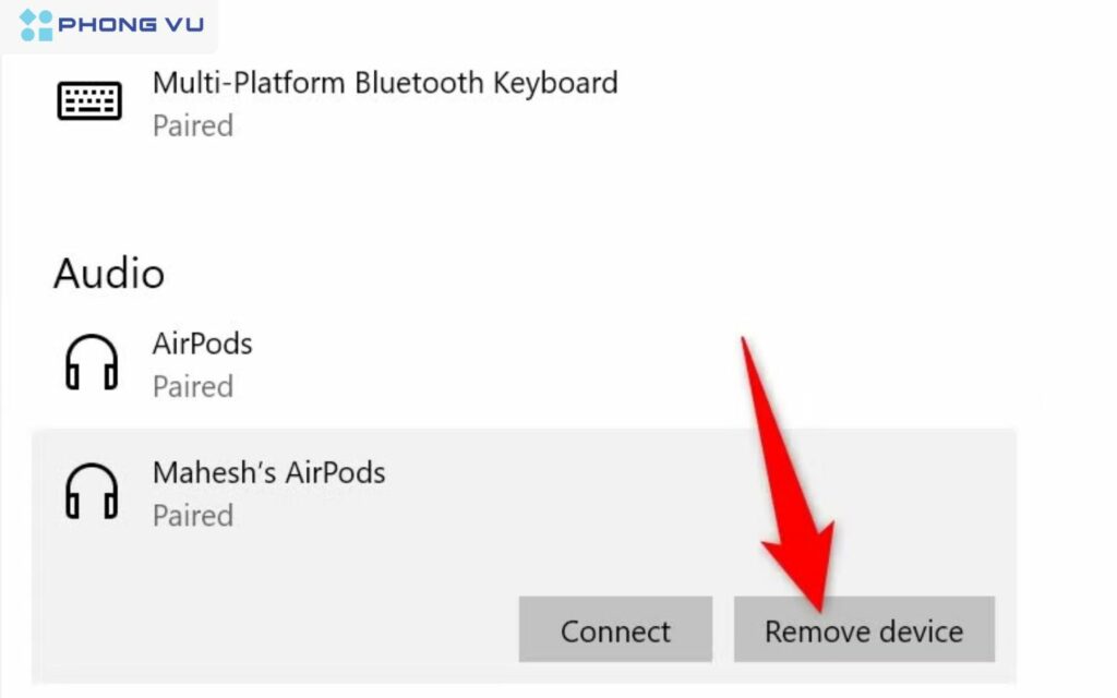 Nếu dùng Control Panel, vào Devices and Printers, nhấp chuột phải vào thiết bị > “Remove device”.