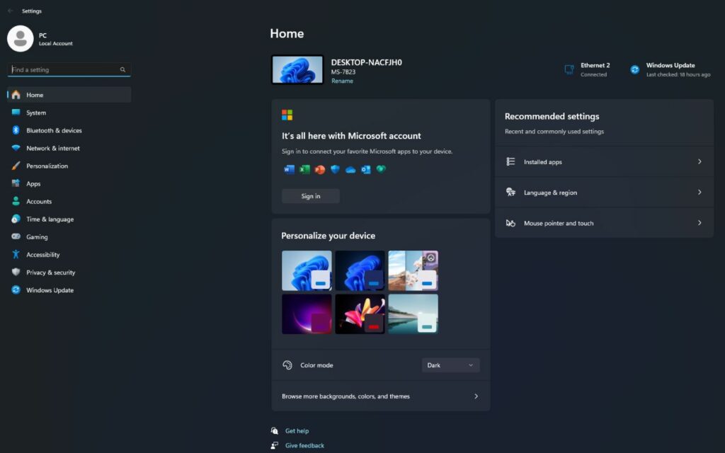 Nhấn Windows + I để mở Settings