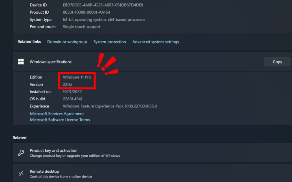 Vào Settings > System > About, đảm bảo phiên bản là 24H2