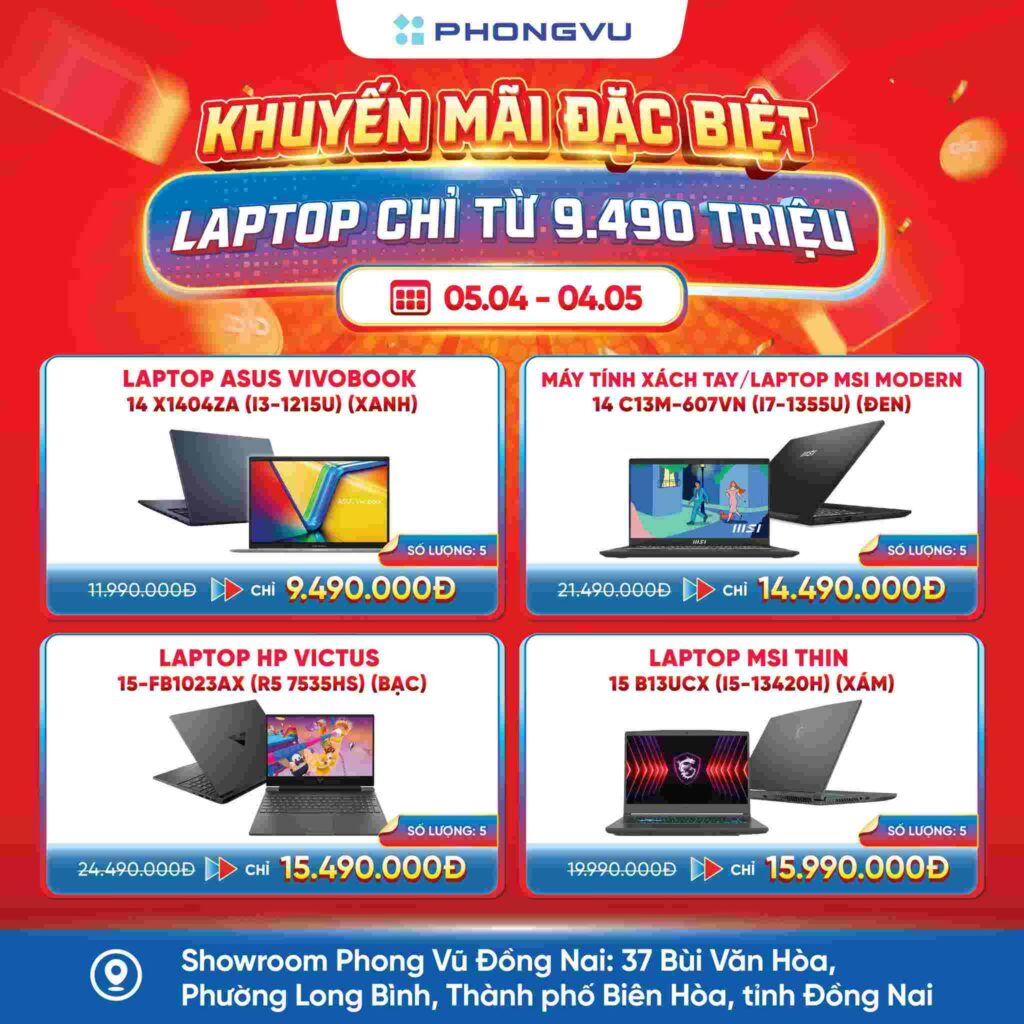 Laptop chỉ từ 9.490 triệu