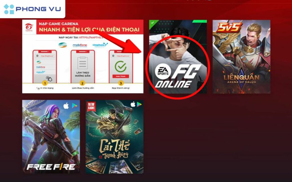 Chọn vào FC Online trên giao diện chính