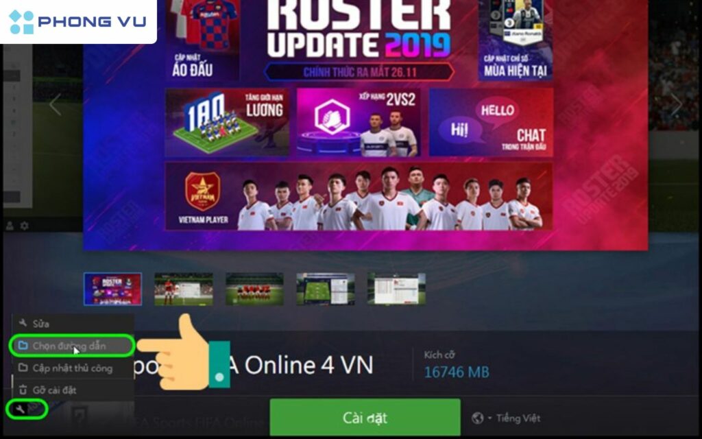 Bấm vào Chọn đường dẫn để tiến hành cài đặt game trên máy