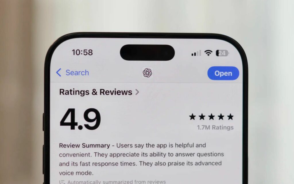 Tóm tắt đánh giá trên ứng dụng App Store