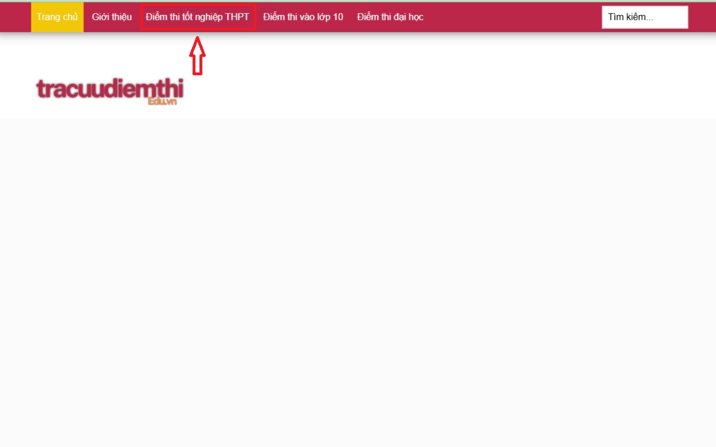 Vào trang web chính thức của Bộ GD&ĐT và chọn Điểm thi THPT (Nguồn: Internet)