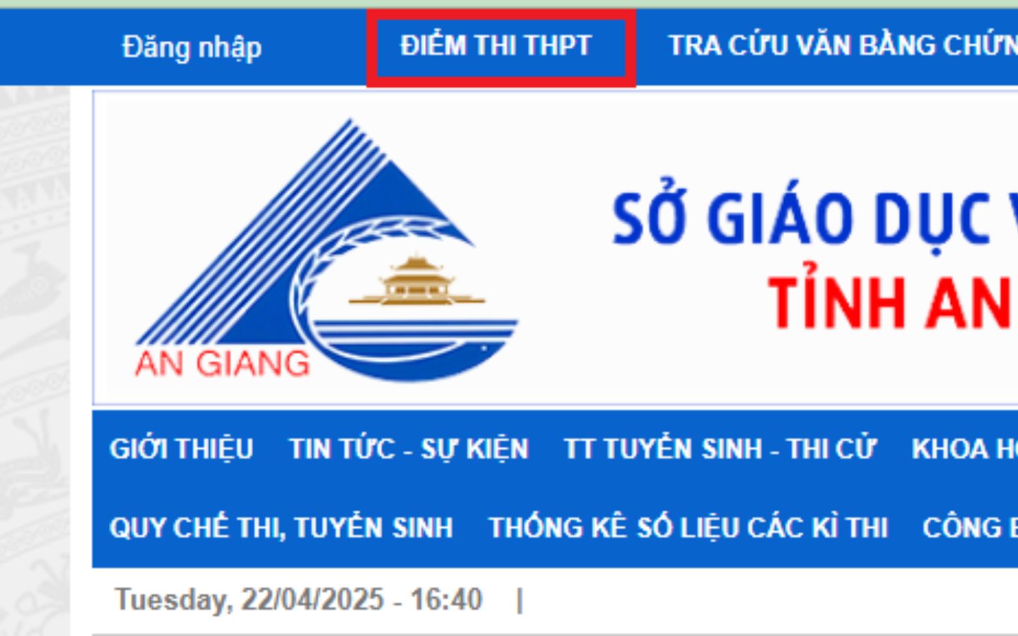 Chọn mục Điểm thi THPT (Nguồn: Internet)
