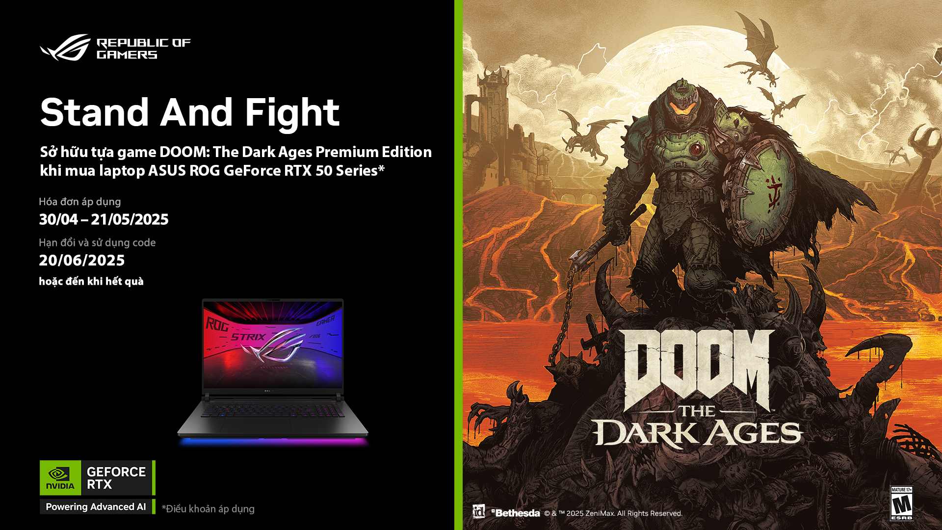 Mua Laptop ASUS ROG RTX 50 Series tại Phong Vũ – Nhận Ngay Game DOOM: The Dark Ages Premium Edition