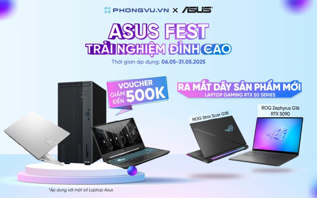 <strong>Khuyến mãi ASUS Fest – Trải nghiệm đỉnh cao, nhận ngay coupon đến 500K</strong> 1 Khuyến mãi ASUS Fest – Trải nghiệm đỉnh cao, nhận ngay coupon đến 500K