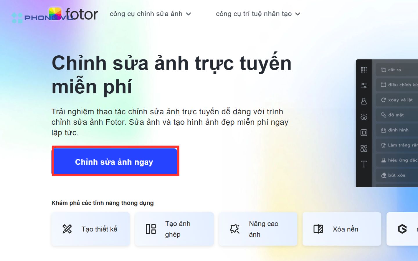 Chọn Chỉnh sửa ảnh