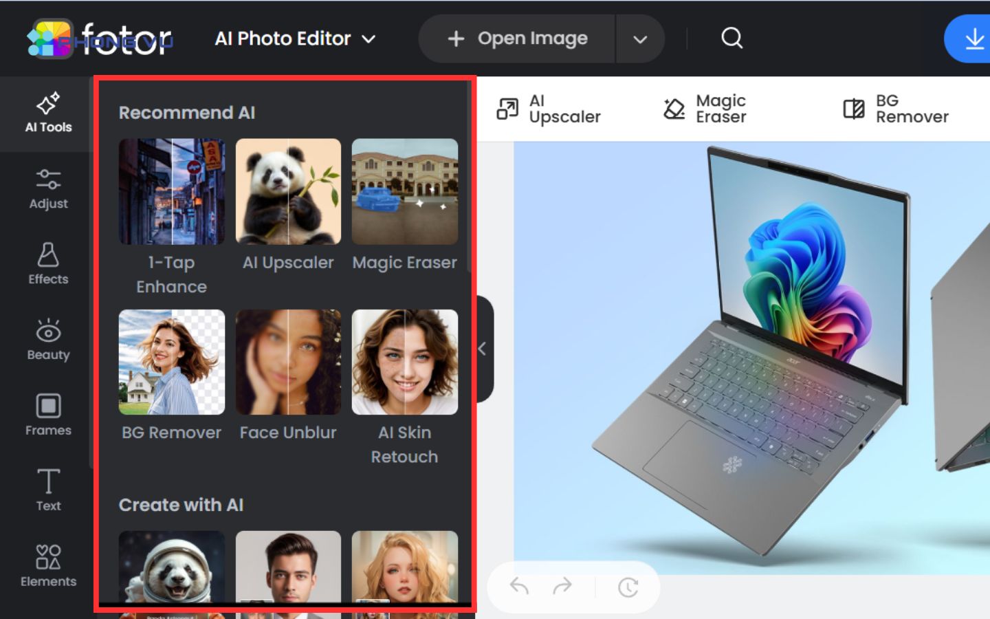 Sử dụng các công cụ có tích hợp AI để chỉnh ảnh