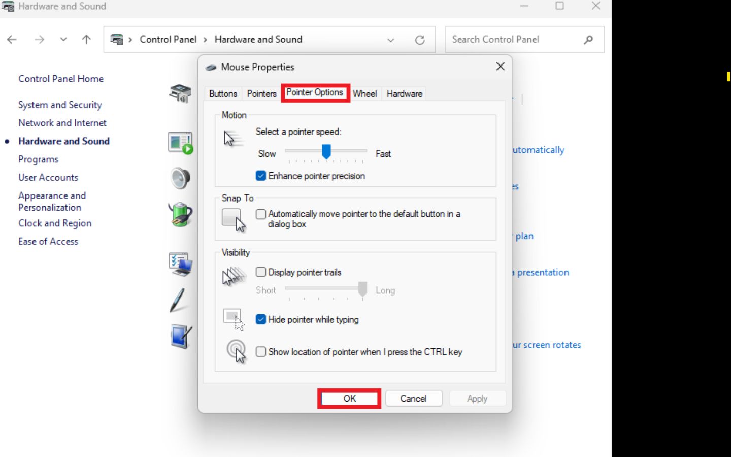 Tiến hành điều chỉnh tốc độ chuột (Nguồn: Internet)