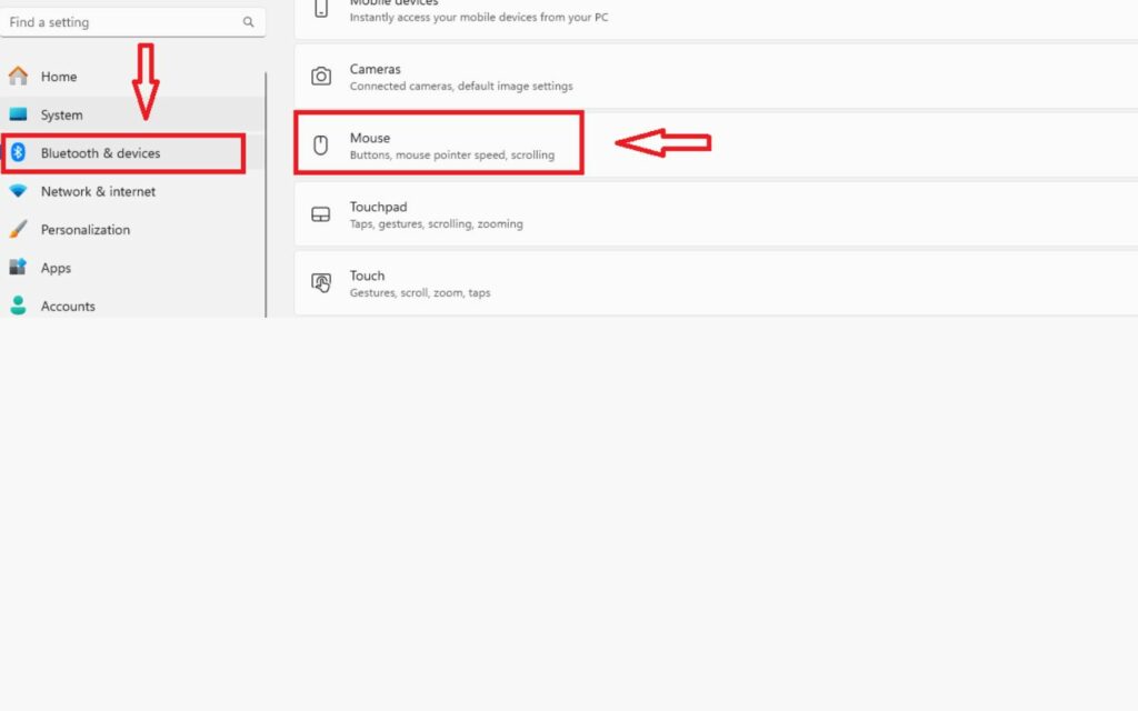 Chọn vào phần Mouse (Nguồn: Internet)