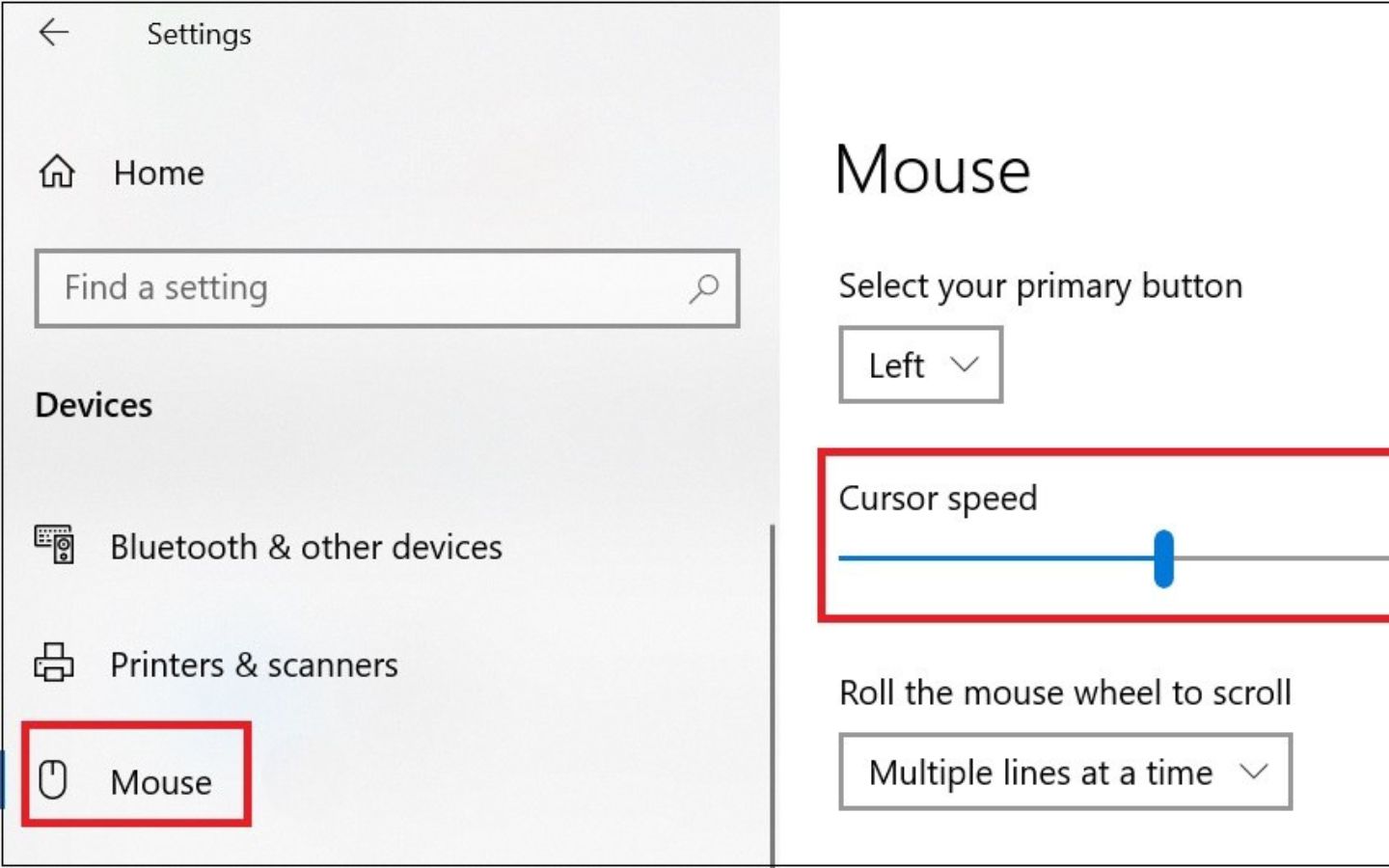 Chọn Mouse và điều chỉnh tốc độ theo nhu cầu sử dụng (Nguồn: Internet)