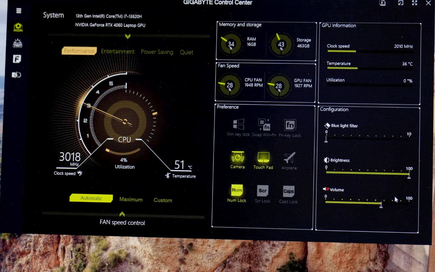 Phần mềm Gigabyte Control Center 3.0 giúp người dùng tùy chỉnh hiệu năng và các thiết lập của máy (Nguồn: Internet)