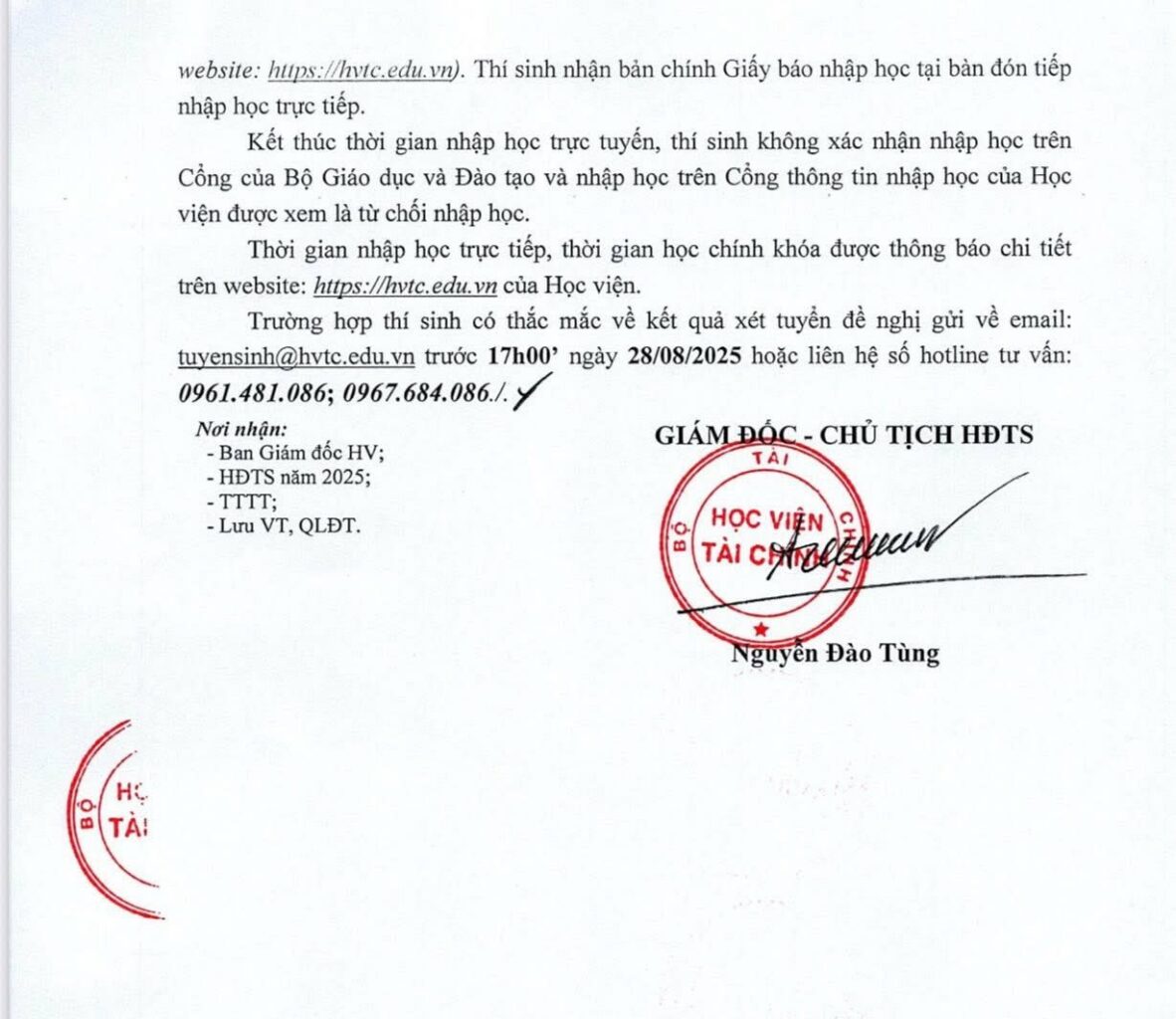 Điểm chuẩn Học viện Tài chính (AOF) năm 2025 chính thức 4 Bảng điểm chuẩn Trường Đại học Học viện Tài Chính năm 2025. Nguồn: Trường Đại học Học viện Tài Chính