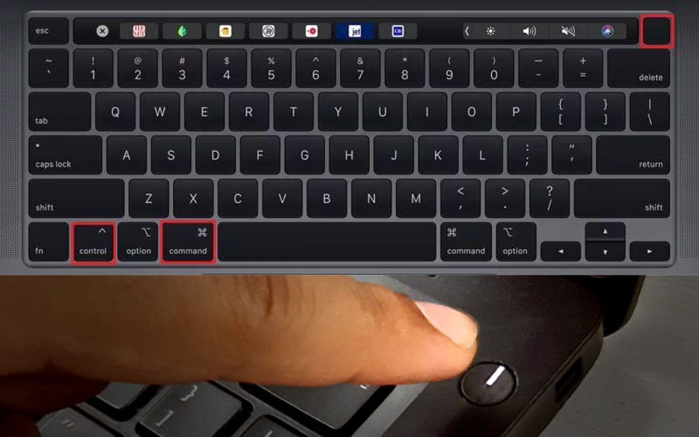 Nhấn giữ nút Nguồn trong khoảng 10-15 giây với Windows hay nhấn tổ hợp phím Power + Command + Control với Macbook