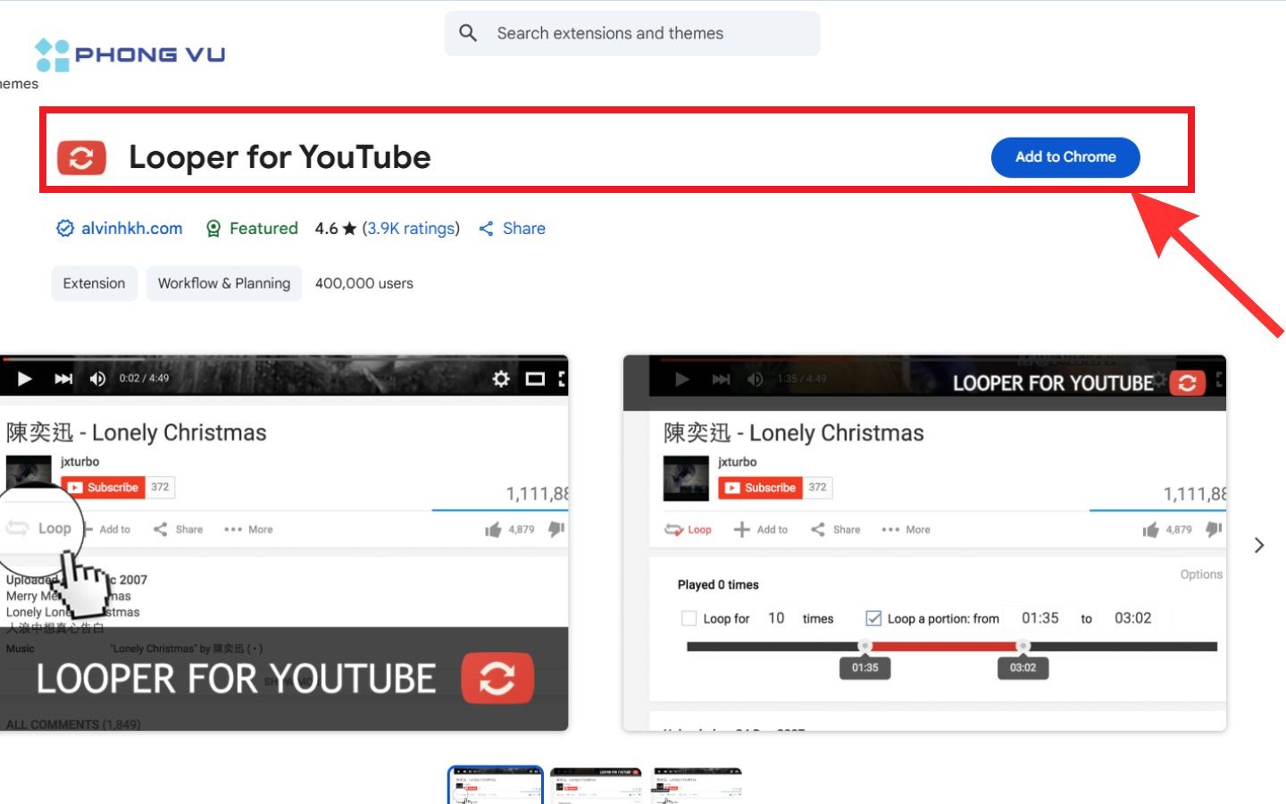 Tải extension Looper for YouTube