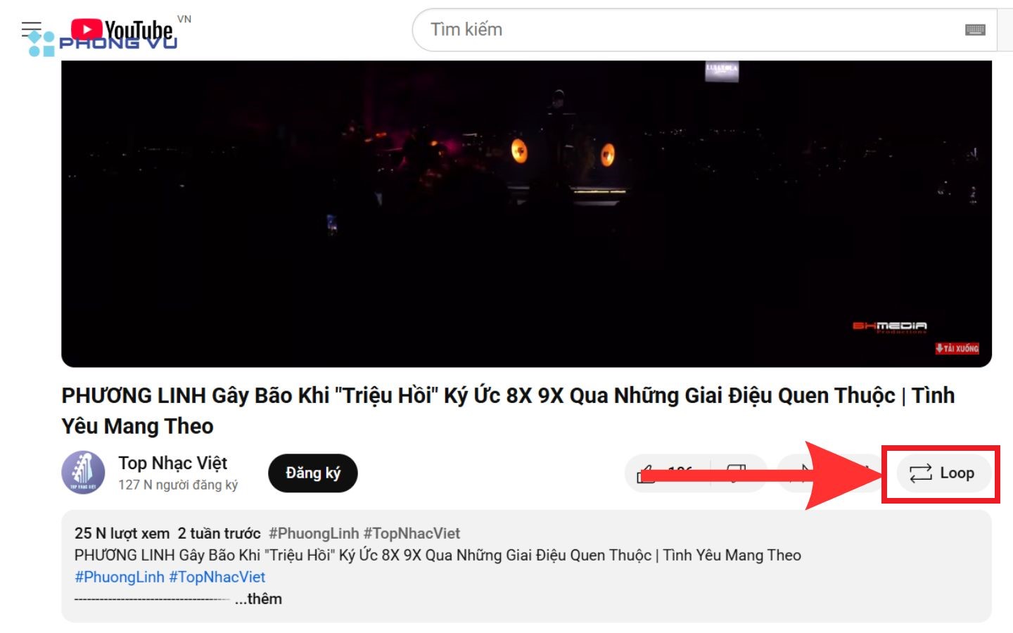 Chọn biểu tượng Loop