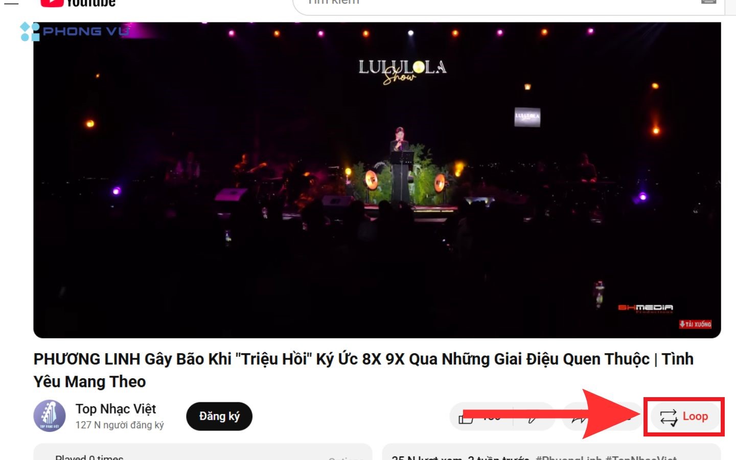 Biểu tượng Loop chuyển sang màu đỏ