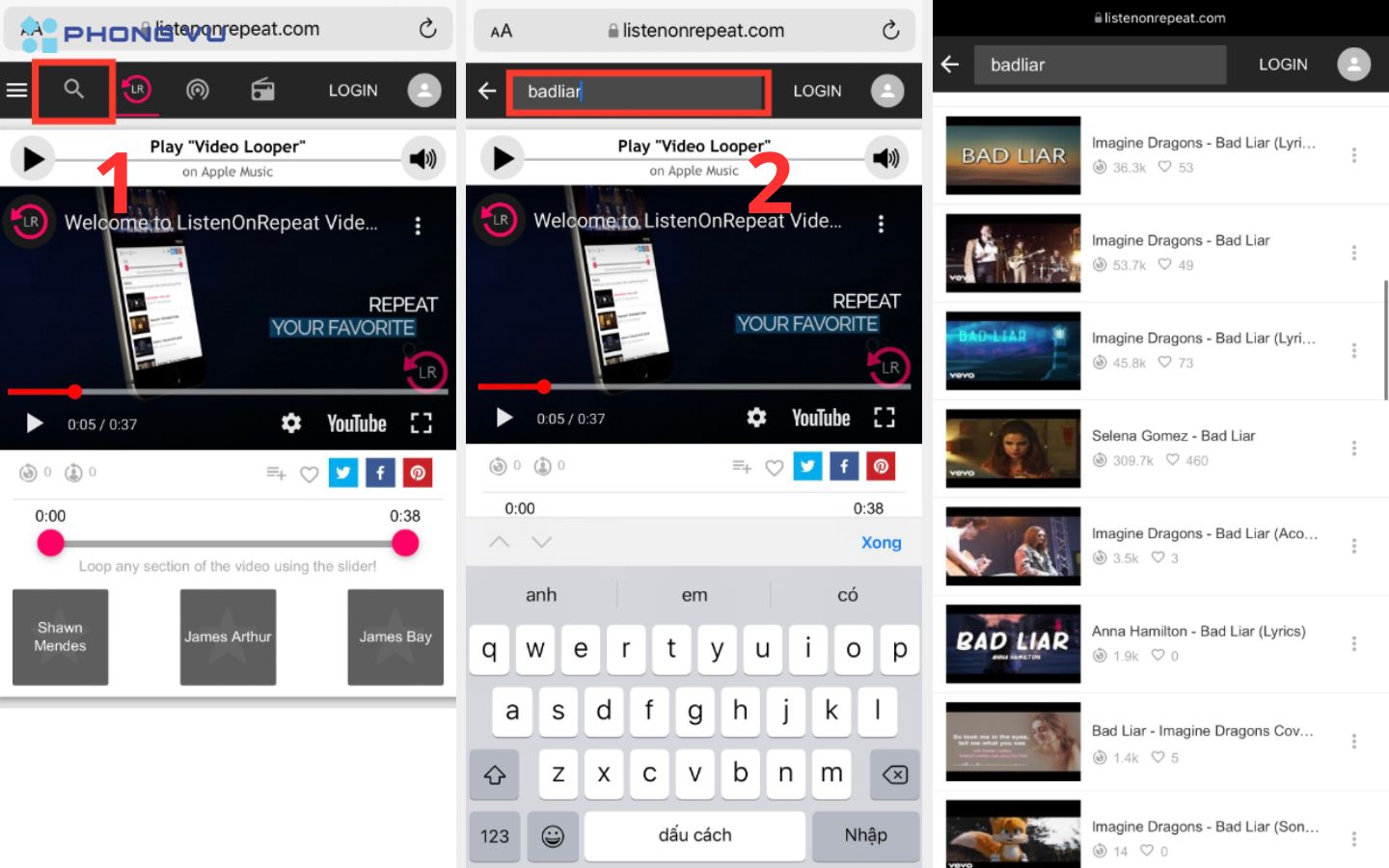 Sử dụng trang web ListenOnRepeat để lặp lại video YouTube