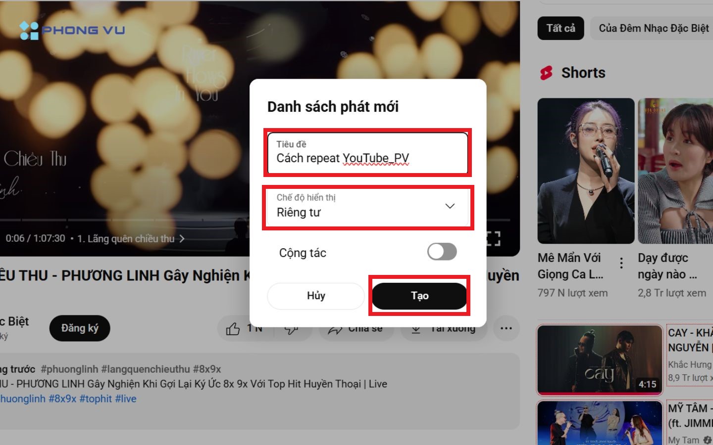 Tạo danh sách phát mới