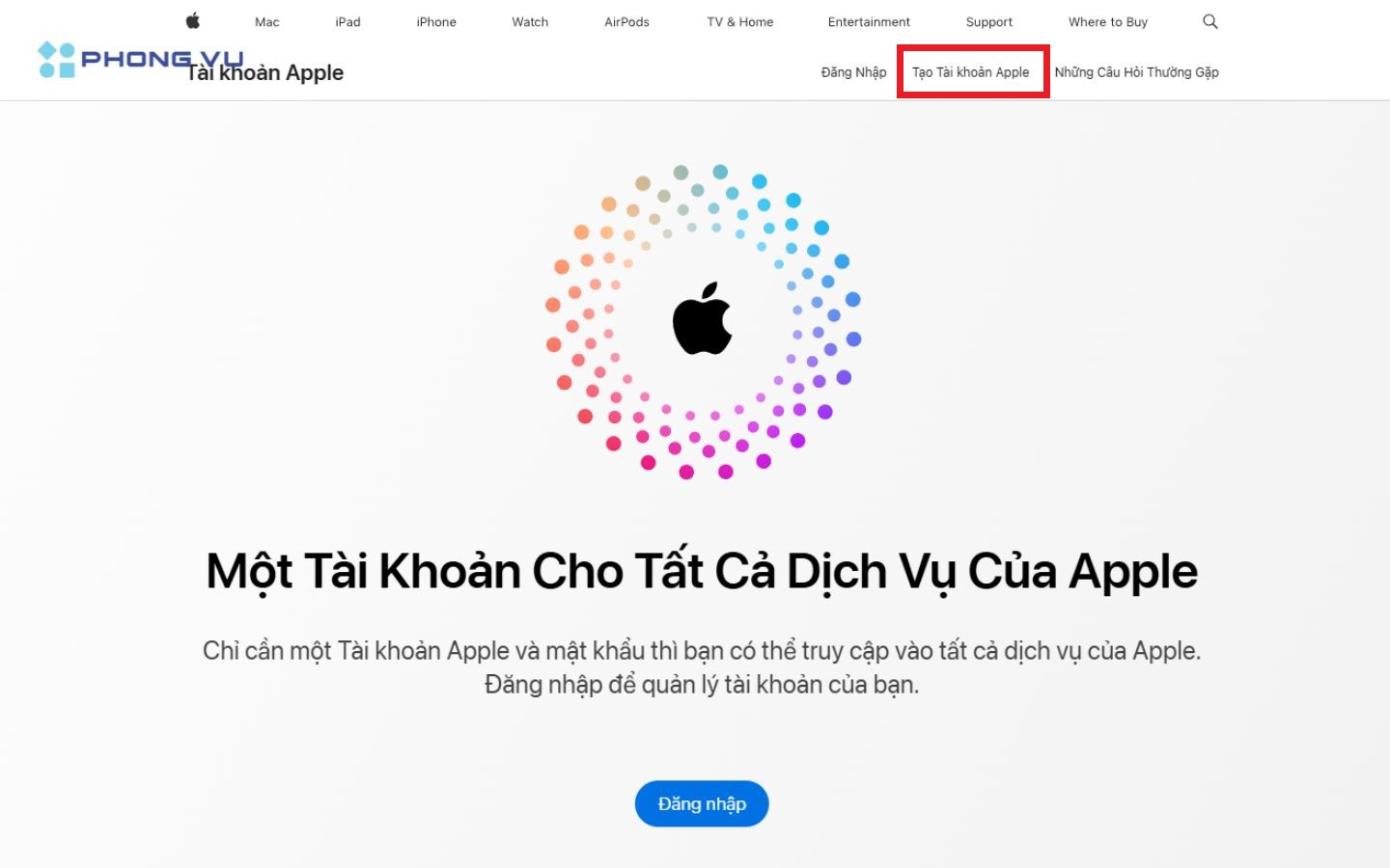 Truy cập trang đăng ký Apple ID